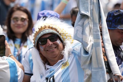 Aficionados de la selección Argentina antes del inicio de la final del Mundial 2026 que disputan este domingo frente a la selección de España en el MetLife Stadium de Nueva Jersey (EEUU). EFE / Octavio Guzmán.