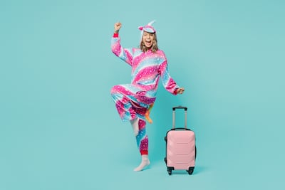 En piyama en el aeropuerto.