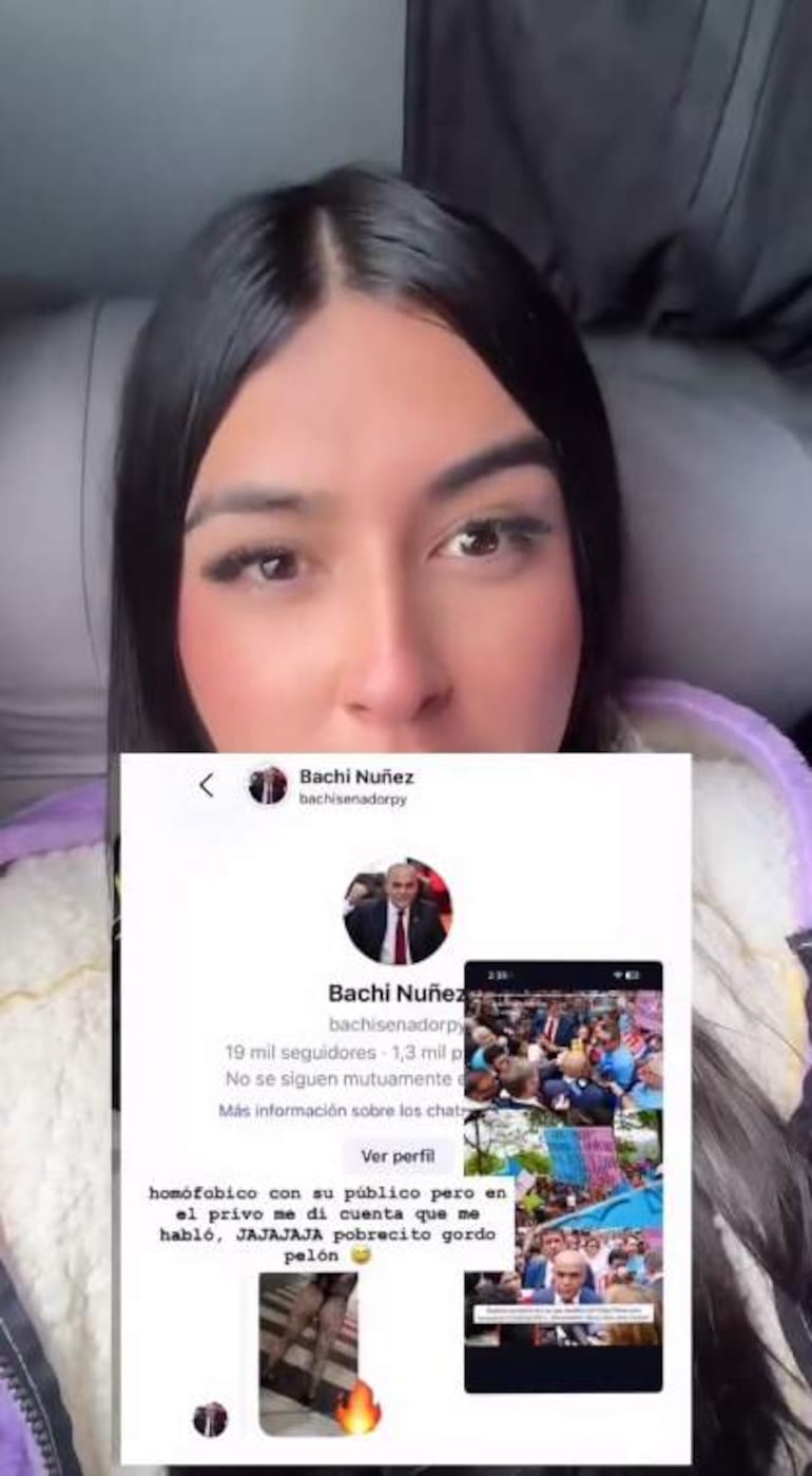 Shirley Boom expresa su descontento hacia Bachi Núñez con un emoji en un post sobre ley de diversidad sexual.