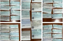 Parte de los 105 cheques incautados por no declaración en poder de la madre de la diputada Alexandra Zena.