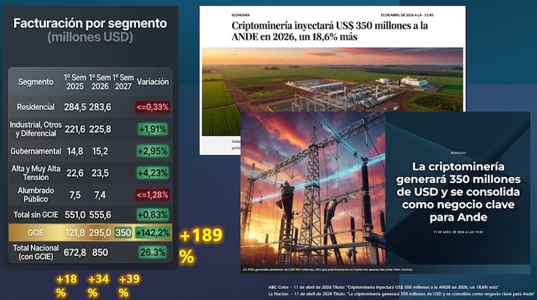 Facturación por segmento.