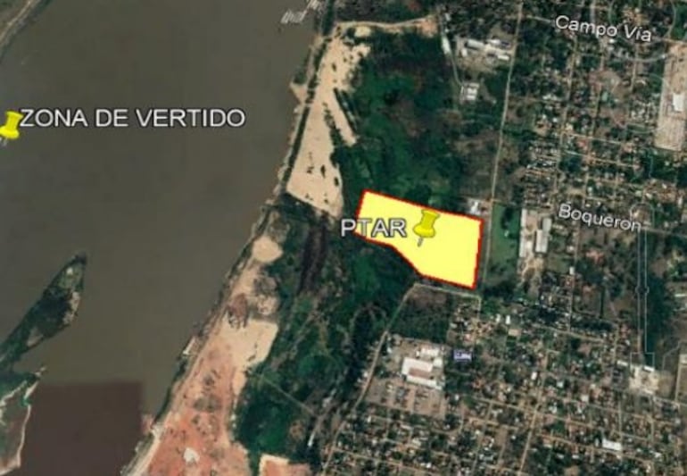 Predio previsto para la planta de tratamiento, pero que ahora cambiado. 