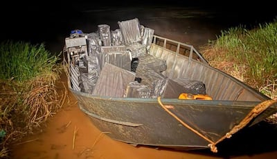 Uno de los cargamentos de droga decomisado en el lago de Itaipú.