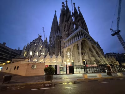 Basílica de la Sagrada Familia , en Barcelona. El papa León XIV bendecirá la nueva torre de la obra inconclusa aún del arquitecto católico Antoni Gaudí.