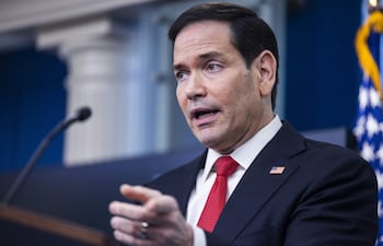 El secretario de Estado estadounidense, Marco Rubio, habla sobre la guerra con Irán en la sala de prensa de la Casa Blanca en Washington, D.C., EE. UU.