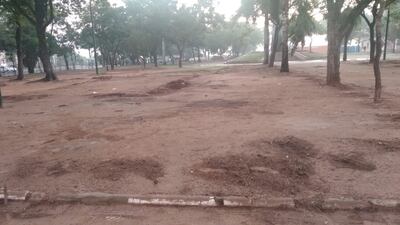 Tierra sin vida en la Plaza de Armas