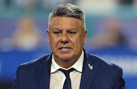 President of the Argentine Football Association Claudio Tapia gestures during the award ceremony of Conmebol 2024 Copa America tournament final football match between Argentina and Colombia at the Hard Rock Stadium in Miami, Florida, on July 14, 2024. Claudio Tapia was re-elected on October 17, 2024, as president of the Argentine Football Association (AFA) and thus challenged the government of the ultra-liberal Javier Milei in an assembly that took place in the presence of a large number of clubs, despite a suspensive ruling by the courts. (Photo by JUAN MABROMATA / AFP)