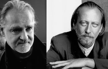 A la izquierda, el cineasta húngaro Béla Tarr (1955 - 2026); a la derecha, el escritor húngaro László Krasznahorkai, Premio Nobel de Literatura 2025.