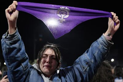 Una mujer participa de una manifestación en reclamo de justicia por el triple feminicidio, el pasado miércoles en Buenos Aires.