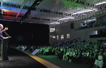 Ilan Goldfajn presidente del BID durante la apertura ayer en la Conmebol de Luque
Gustavo Machado