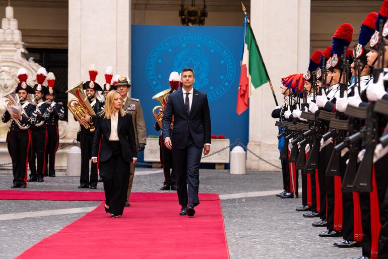 Santiago Peña se reunió Giorgia Meloni en Roma, Italia.