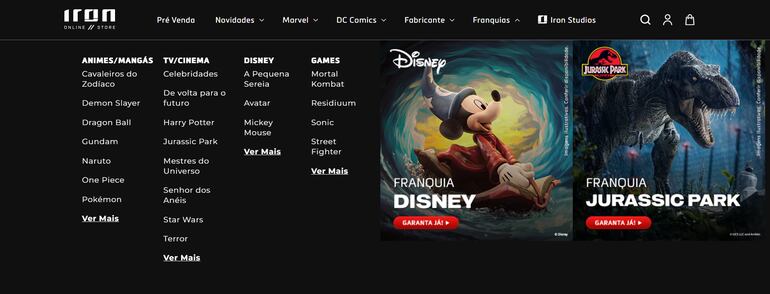 En el portal web de la compañía se puede acceder a un extenso catálogo de las franquicias mundiales más conocidas.