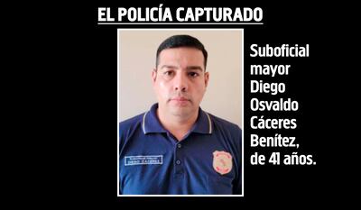 Suboficial mayor Diego Osvaldo Cáceres Benítez, capturado.