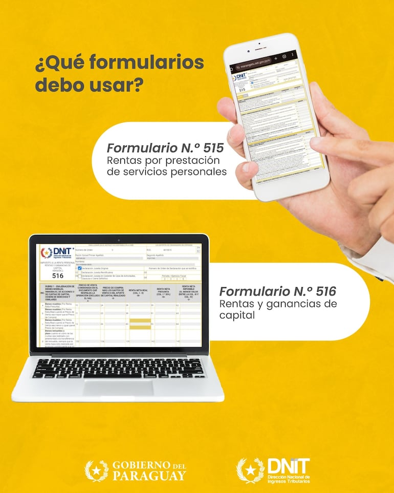 DNIT recuerda del vencimiento del plazo para la presentación del IRP correspondiente al ejercicio fiscal 2025.
