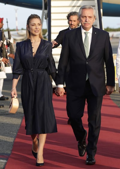 Fotografía de archivo fechada el 24 de abril de 2023 del expresidente de Argentina Alberto Fernández, y su expareja, Fabiola Yáñez.