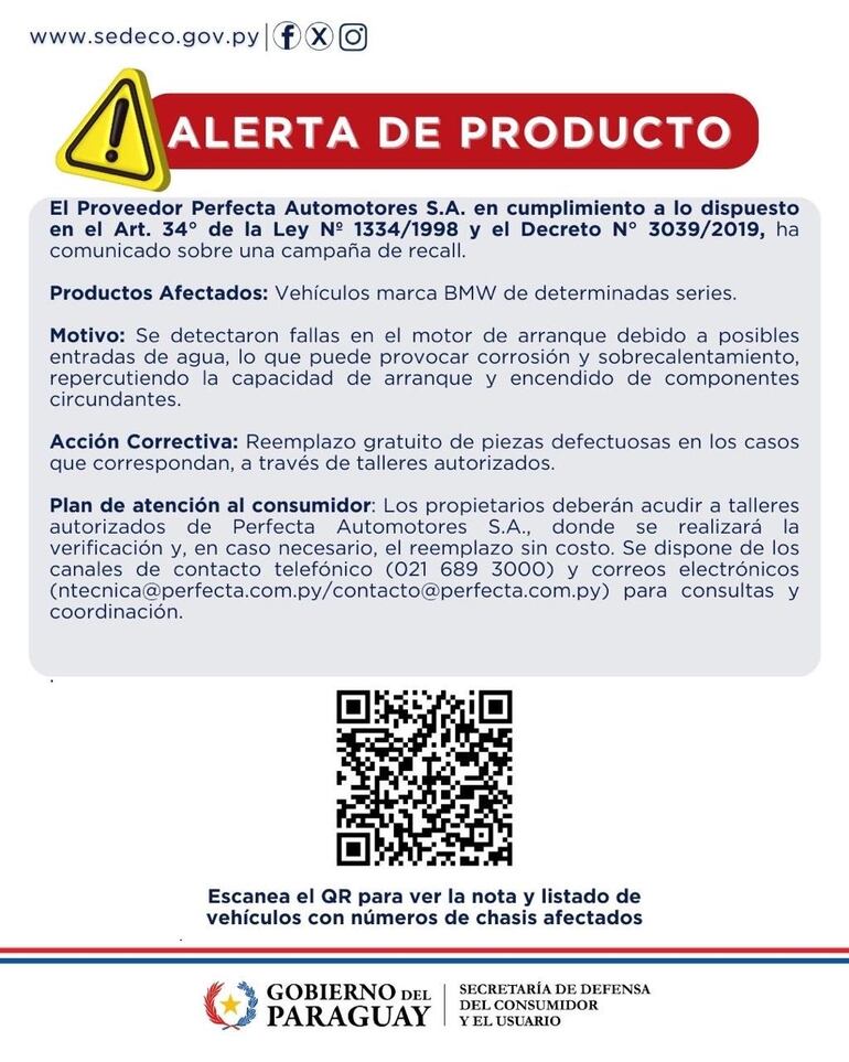 Alerta de Sedeco, emitida este miércoles.