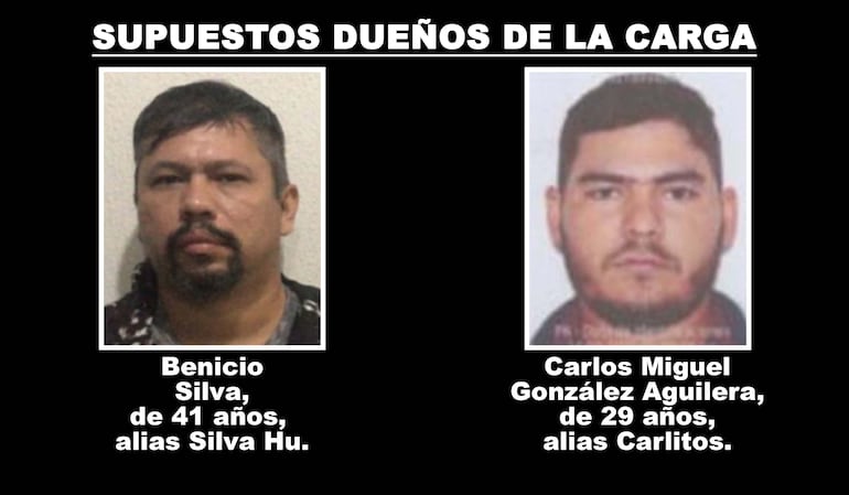 Benicio Silva, alias Silva Hu, y Carlos Miguel González Aguilera, alias Carlitos, supuestos dueños de la carga de marihuana incautada en la operación Umbral en Saltos del Guairá.