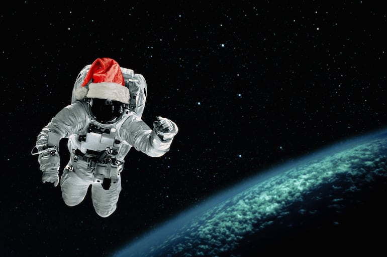 Astronauta en el espacio, collage.