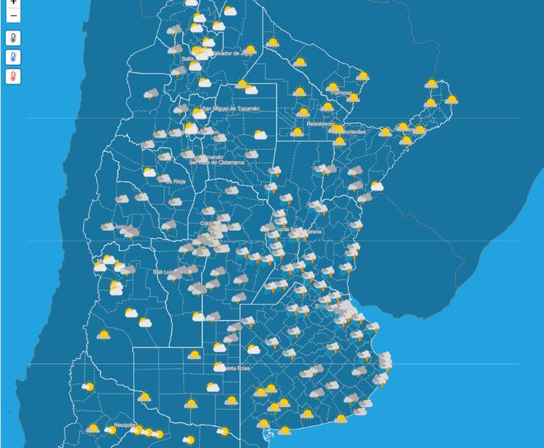 Alerta meteorológica por tormentas en Argentina.