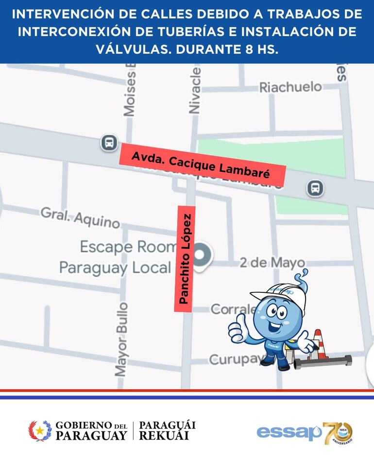 Los trabajos de la Essap en Lambaré.