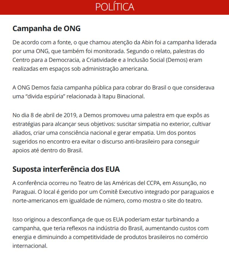 La publicación del periodista menciona a la ONG "Demos".