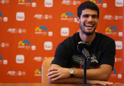 El español y número 2 del mundo, Carlos Alcaraz, durante la conferencia de prensa del Master 1.000 de Miami.
