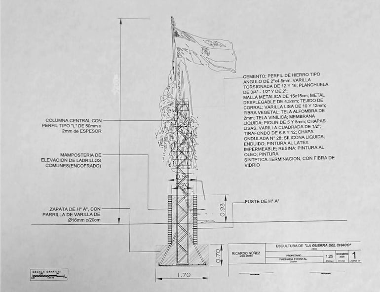 Así será la base de la escultura proyectada con fondos del Congreso, para la ciudad de Fram, Itapúa.