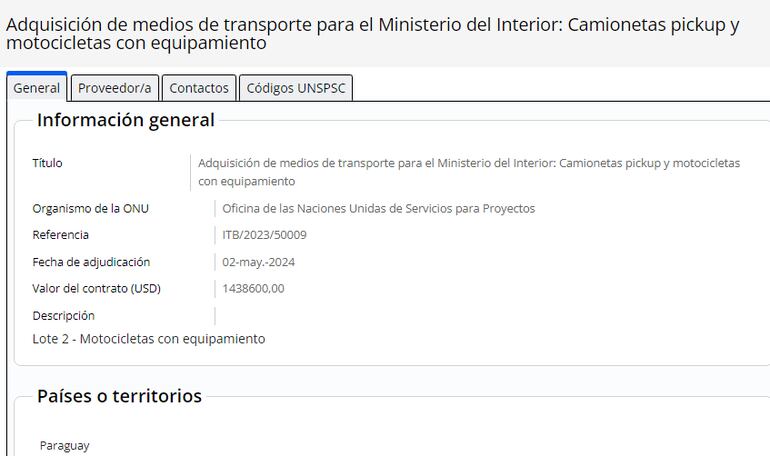 Millonario contrato vía Unops para la provisión de motocicletas para el Grupo Lince con plata de Itaipú,  puenteando a la DNCP.