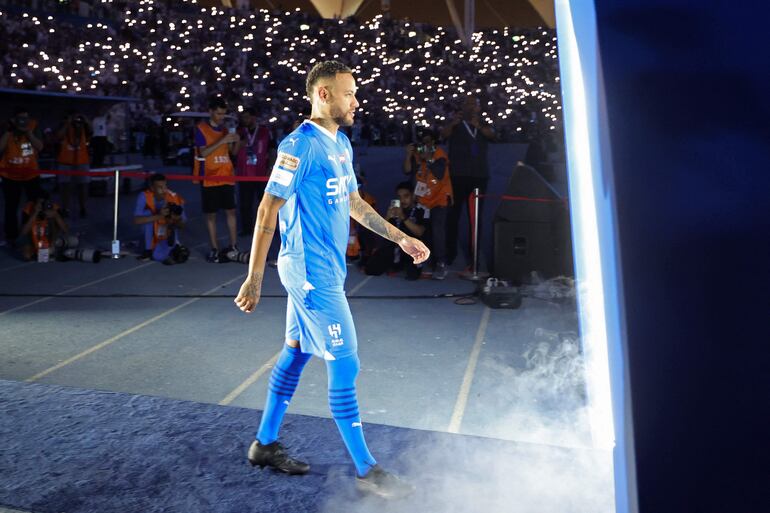 El brasileño Neymar durante la presentación como refuerzo del Al-Hilal en la ciudad de Riad.