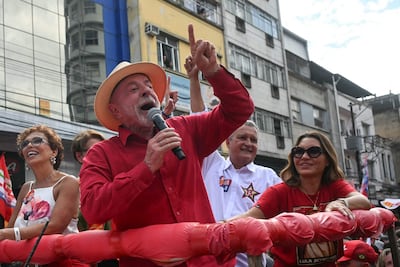 Luiz Inácio Lula da Silva, presidente de Brasil, durante un acto de campaña en Minas Gerais el pasado 16 de octubre.
