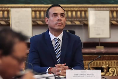 Presidente de transición de Perú, José Jerí, asistiendo ante la Comisión de Fiscalización y Contraloría del Congreso en Lima (Perú). EFE