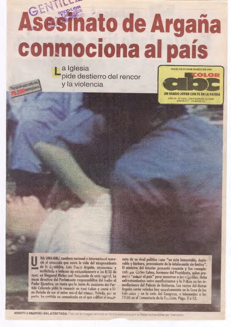 Tapa del Diario ABC del miércoles 24 de marzo de 1999