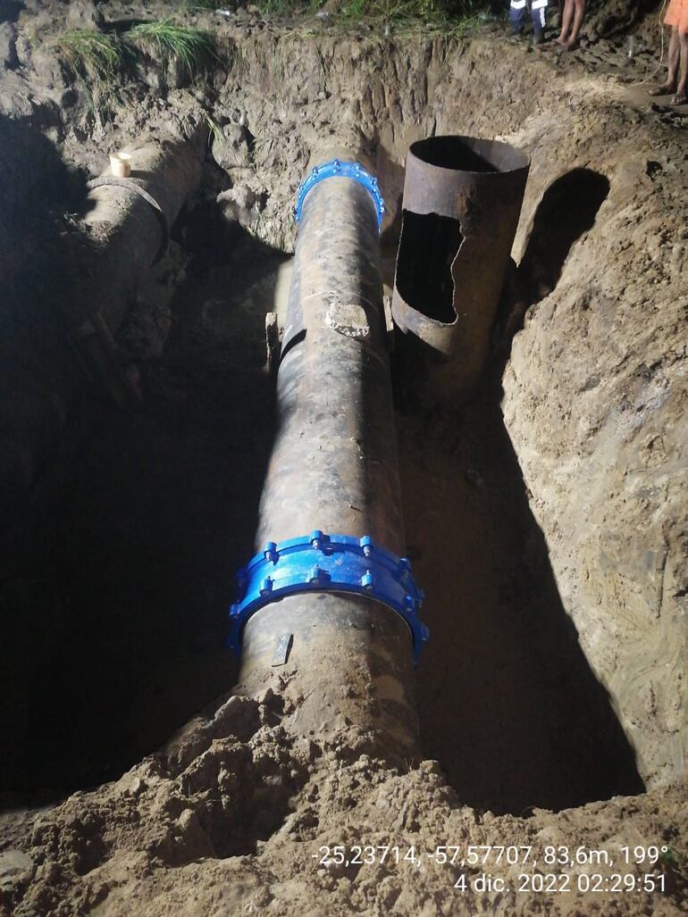 Esta es la aductora de la Essap que ya fue reparada.