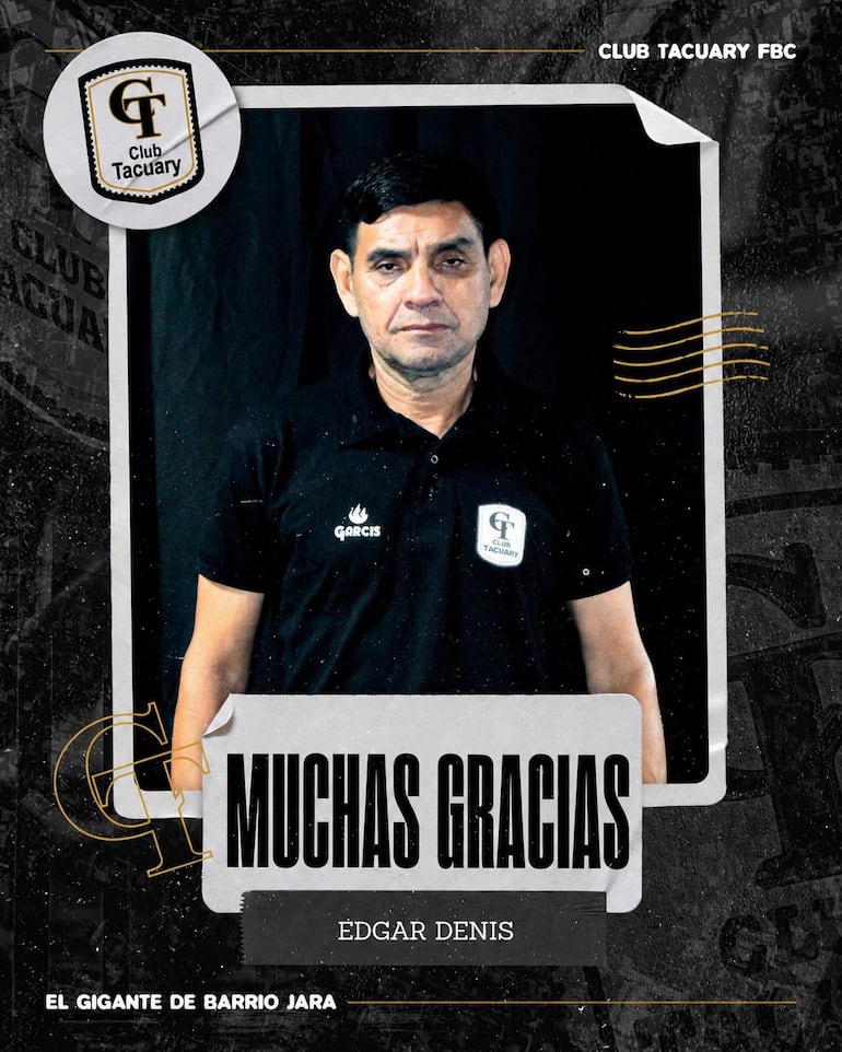 Tacuary despide a Édgar Denis tras mal inicio de temporada