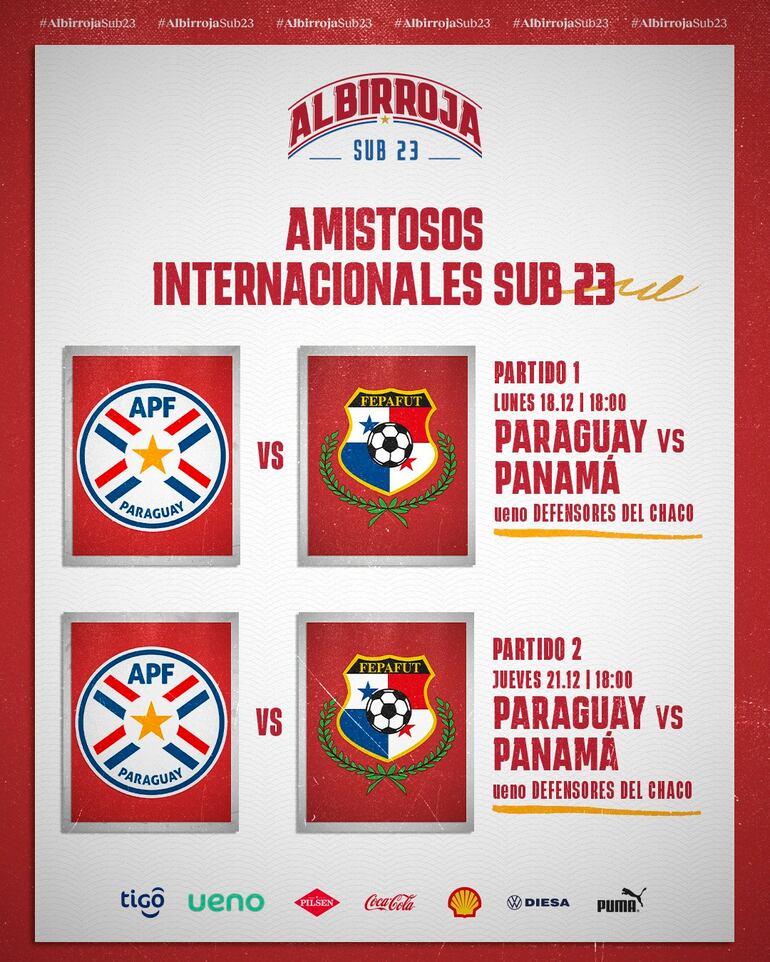 Los amistosos de la selección paraguaya Sub 23 ante Panamá en Asunción.