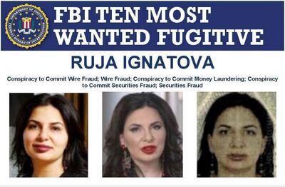 Imagen del cartel de los diez más buscados del FBI donde aparece la ciudadana alemana Ruja Ignatova, apodada 'La criptorreina', acusada de conspiración para cometer fraude electrónico, conspiración para cometer lavado de dinero y conspiración para cometer fraude de valores. Las autoridades estadounidenses incrementaron este miércoles a 5 millones de dólares la recompensa para la captura de la ciudadana alemana Ruja Ignatova, apodada 'La criptorreina', y que está acusada de participar en uno de los mayores fraudes globales de la historia.