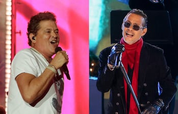 Los cantantes Carlos Vives (i) y Marc Anthony. El cantante estadounidense de origen puertorriqueño Marc Anthony, el colombiano Carlos Vives y el dúo cubano Gente de Zona cantarán en la ceremonia del 'Premio Lo Nuestro' el próximo 19 de febrero en Miami, donde se reconocerá lo mejor de la música latina. EFE/ Carlos Ortega/ Sarah Yenesel/ ARCHIVO