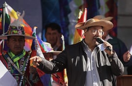 El presidente de Bolivia, Luis Arce, habla en un acto, en La Paz (Bolivia).