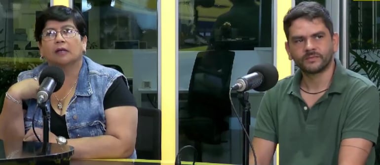 Benicia Albrecht y Hugo Bellasai, miembros de la Federación Paraguaya de Pacientes Unidos por la Lucha, en los estudios de ABC Cardinal