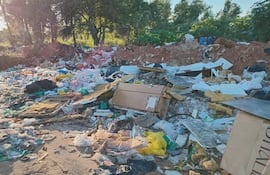Vista aérea de la Costanera Norte, con montículos de basura a pocos metros del arroyo Mburicaó y el Parque Lineal