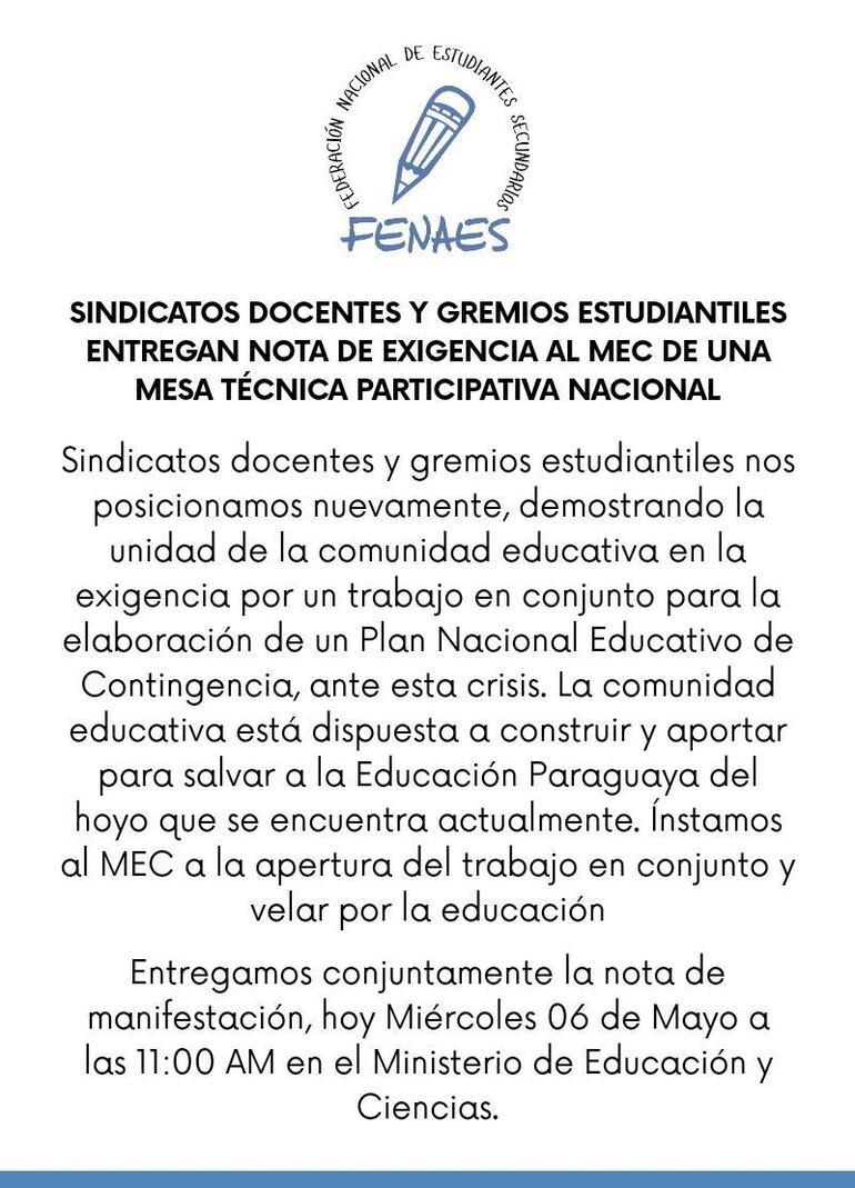 Comunicado de los estudiantes