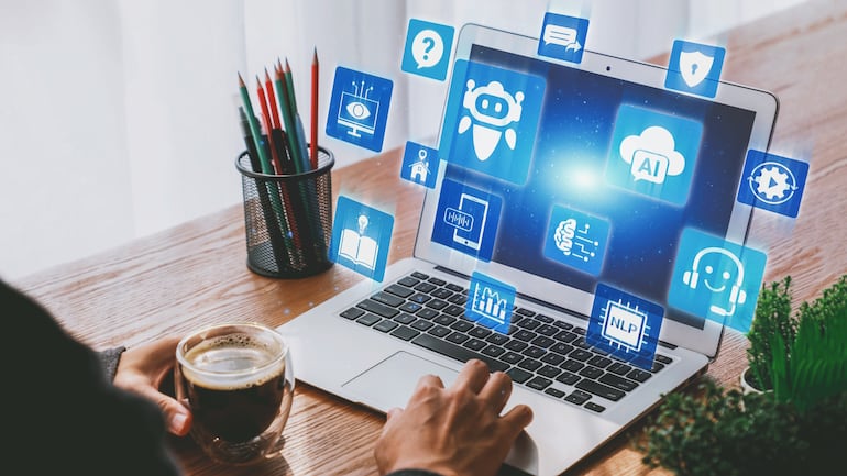 Concepto de inteligencia artificial en el trabajo.