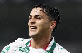 Ramón Sosa Acosta (26 años), en el festejo de su gol para el Palmeiras. El 2026 del "Amiguito" contempla 7 anotaciones en 29 juegos.