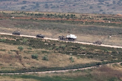 Convoy militar de Israel en la frontera con Líbano.