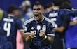 Lautaro Martínez de Argentina celebra su victoria en el partido de semifinales de la Copa Mundial de la FIFA 2026 entre Inglaterra y Argentina, en Atlanta, EE. UU..