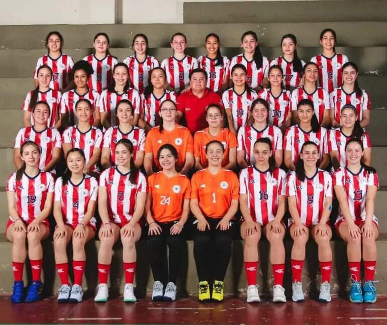 Team femenino albirrojo de las Guerreritas U16.