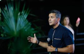 El presidente de Paraguay, Santiago Peña, ayer, durante la revelación de los representantes oficiales de los Juegos Panamericanos Junior ASU2025.