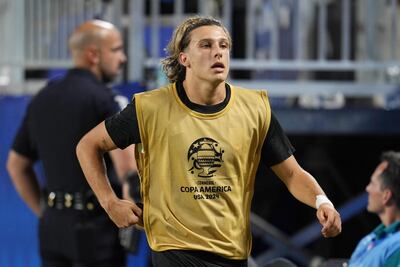Agustín Canobbio, jugador de la selección de Uruguay, en el partido frente a Canadá en el estadio Bank of América Stadium, en Charlotte, Carolina del Norte.