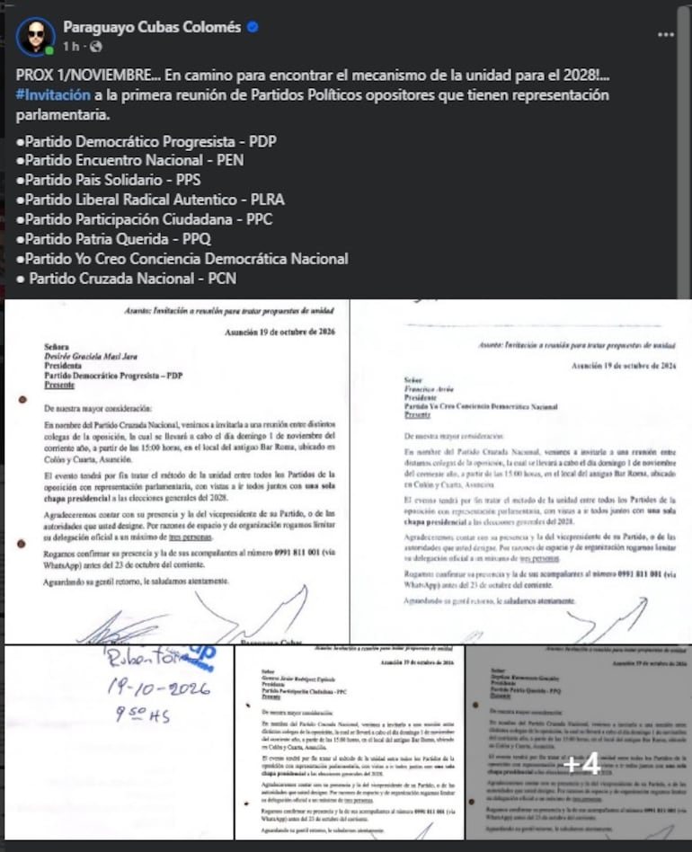 Convocatoria de Payo Cubas.