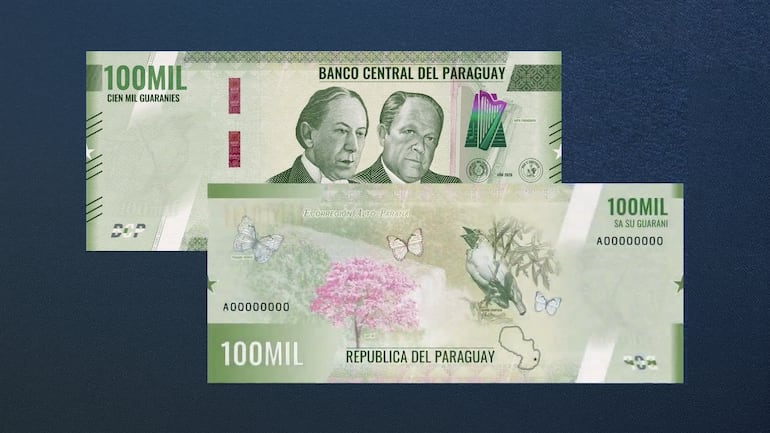 Nuevos billetes del guaraní. 100 mil guaraníes.